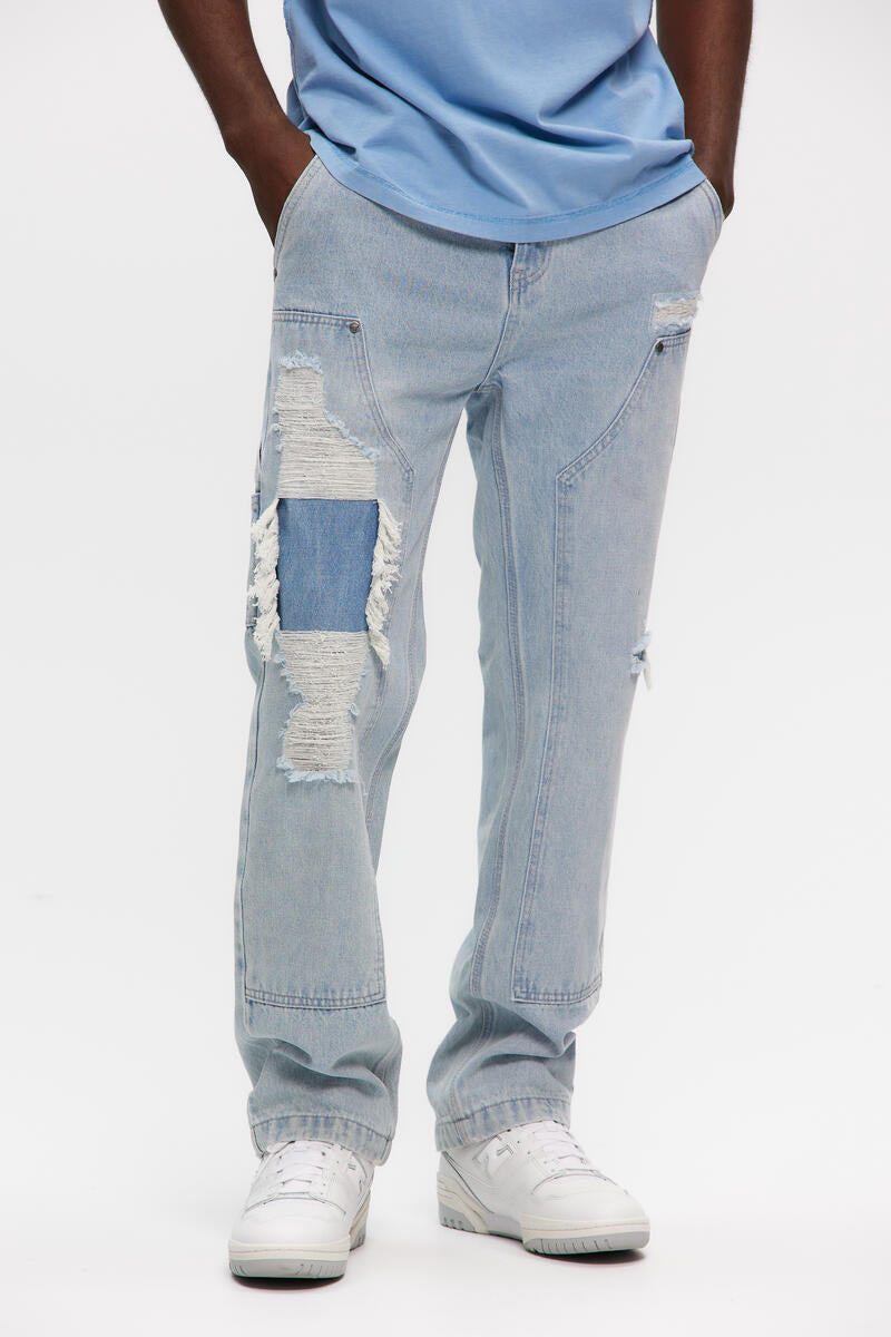 Kuwalla-Tee Destroyed Carpenter Denim - Blue