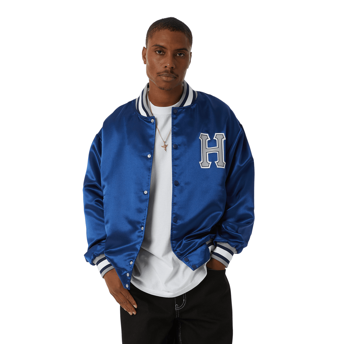 Huf Crackerjack Satin Baseball Navy Jacket