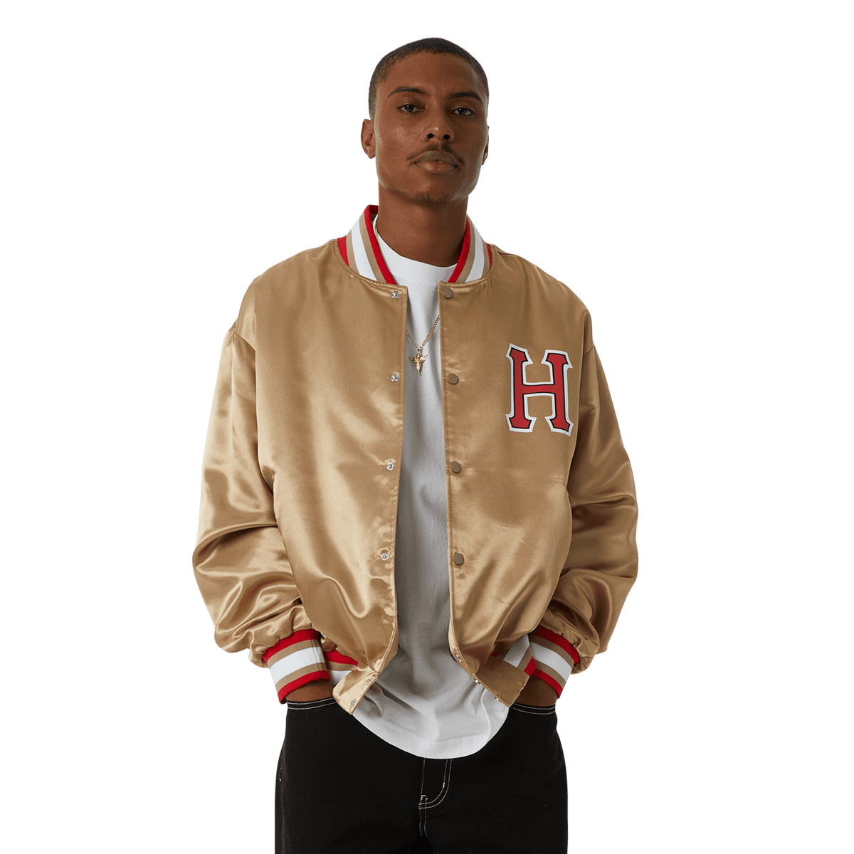 Huf Crackerjack Satin Baseball Jacket Tan