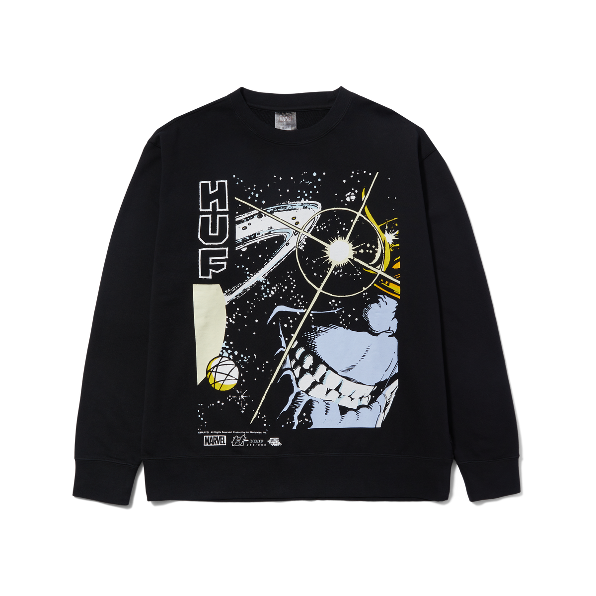 Huf X Avengers Thanos Eye Washed Black Crewneck