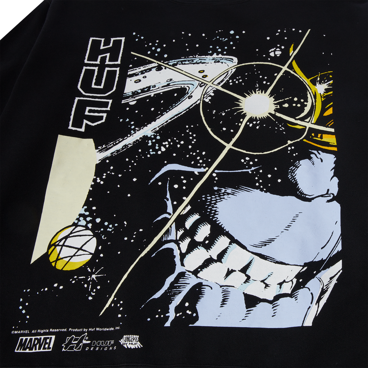Huf X Avengers Thanos Eye Washed Black Crewneck