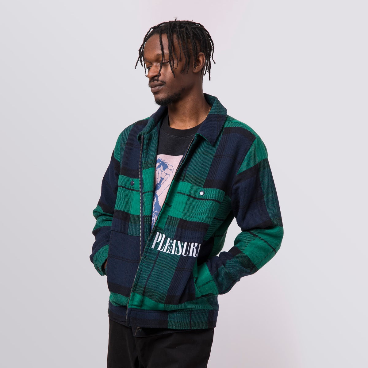 Huf X Pleasures Blackwatch Work Jacket Navy