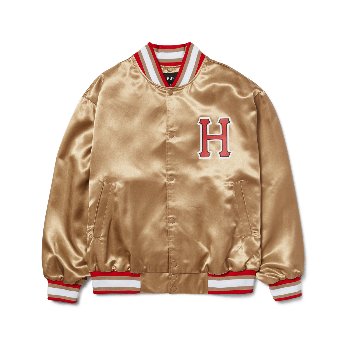 Huf Crackerjack Satin Baseball Jacket Tan