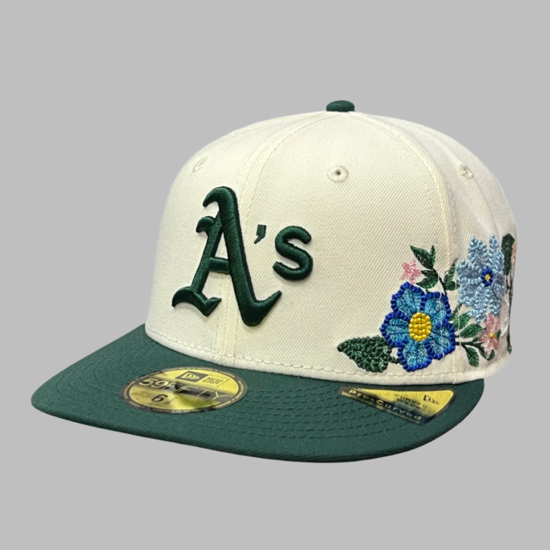 New Era Oakland A's Tonal Floral Fitted Cream Hat