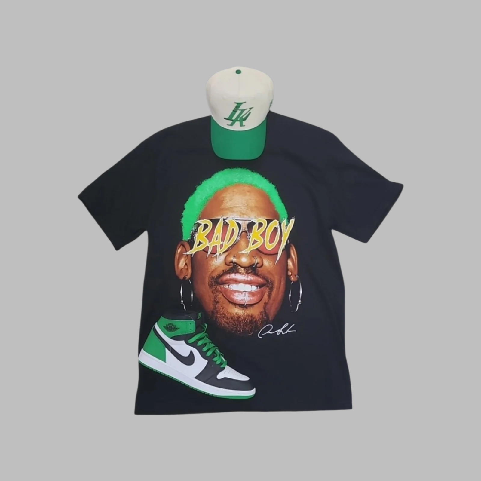 dennis rodman tee, New Era LA upside down hat 