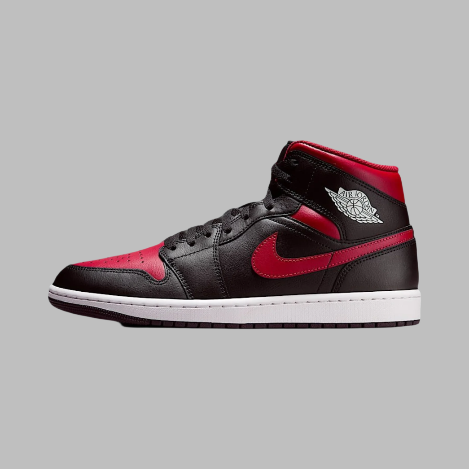 Jordan 1 mid black white red hotsell