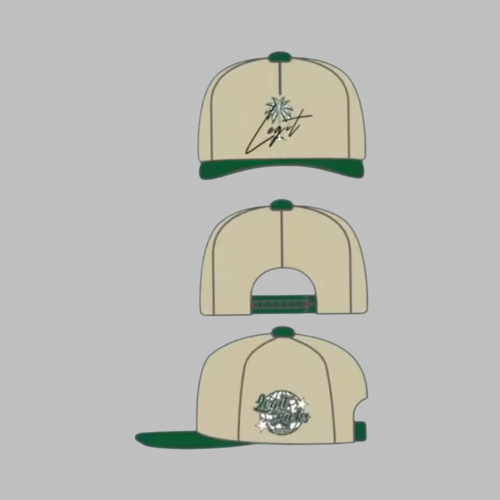 Legit Palm Tree Snapback (Cream&Green)